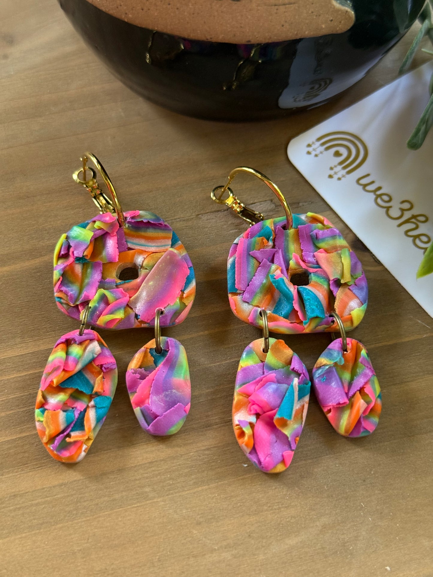 Clay Earrings-Layered Scrappy-Christmas in July