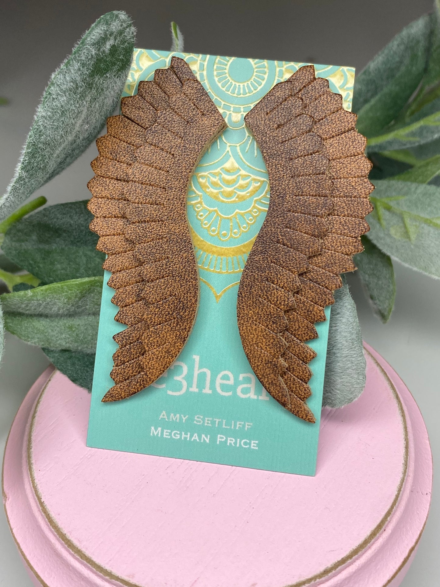 SALE! Angel Wing Leather Stud Earrings