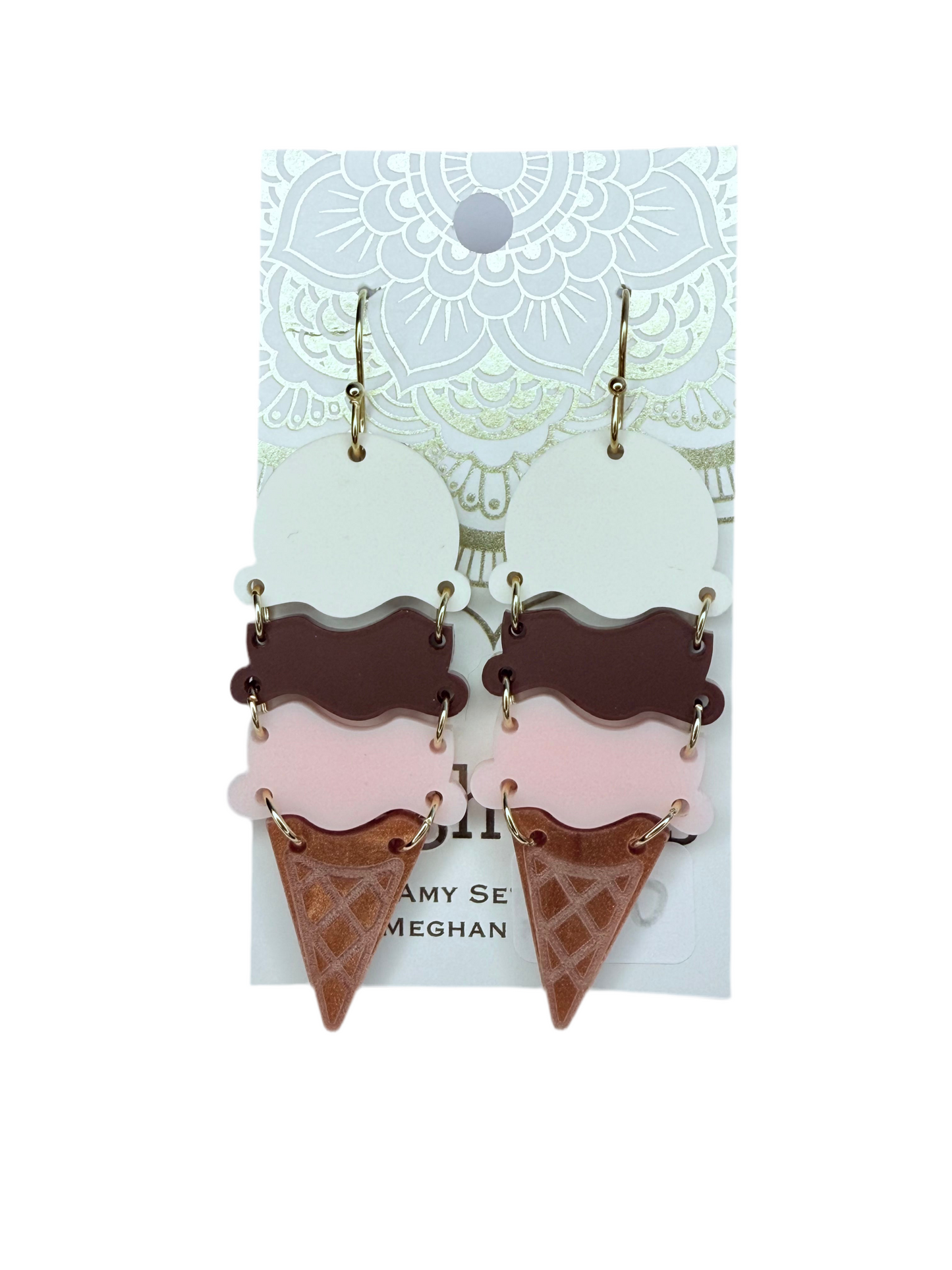 Acrylic Ice Cream Cone Earrings
