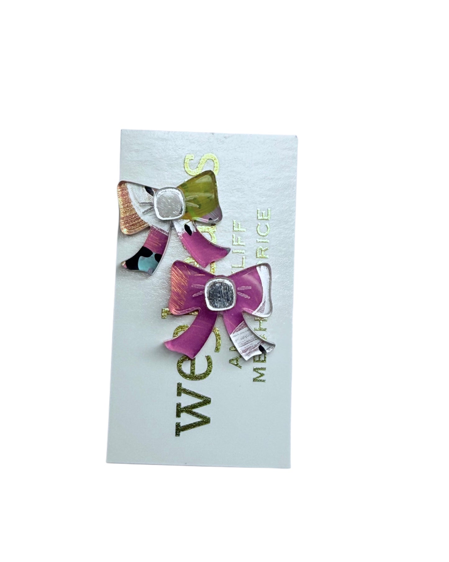 Bougie Bows-Multi Color Acrylic Stud Earrings