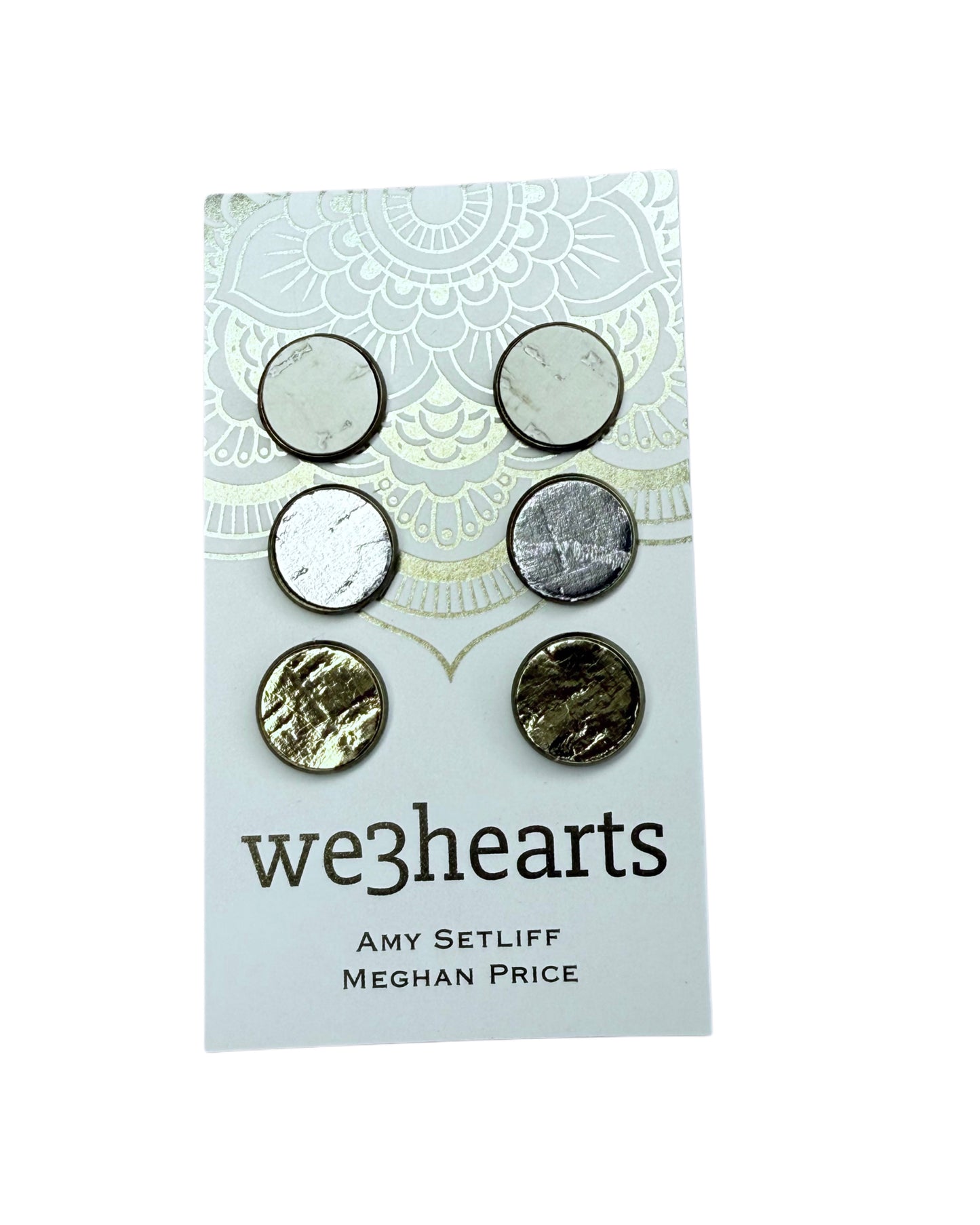 Leather & Cork Stud Trio Earrings-Neutrals