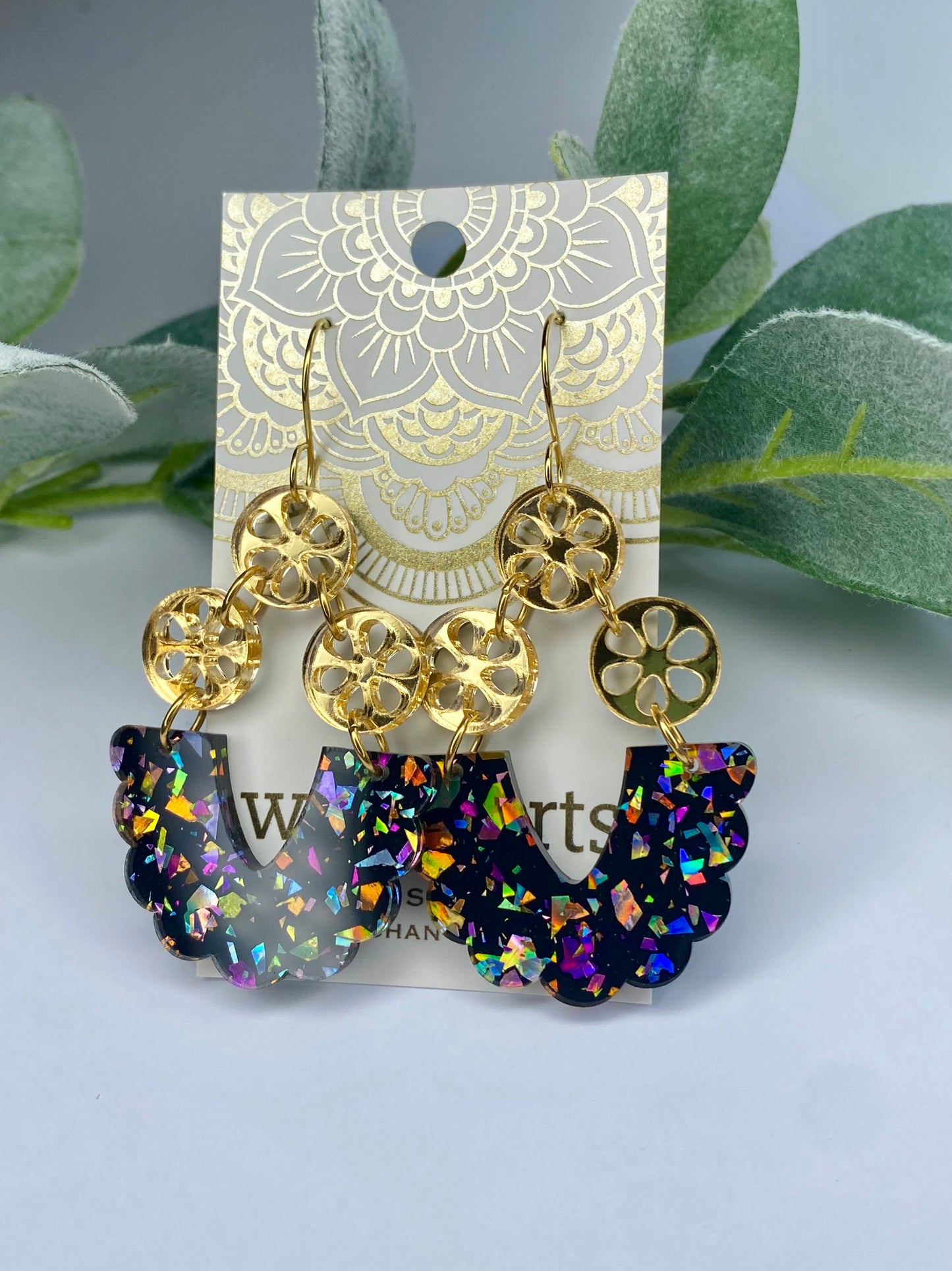 Black Holographic Acrylic Earrings