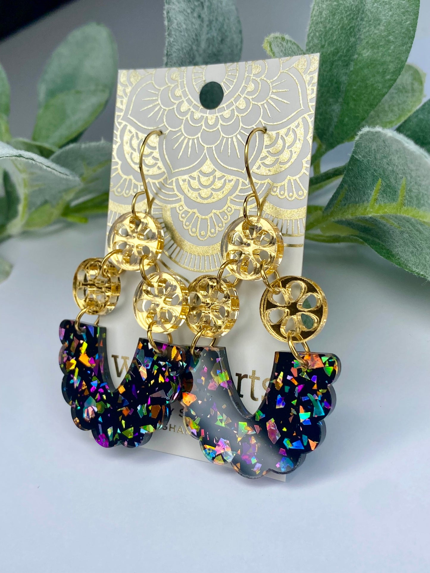 Black Holographic Acrylic Earrings