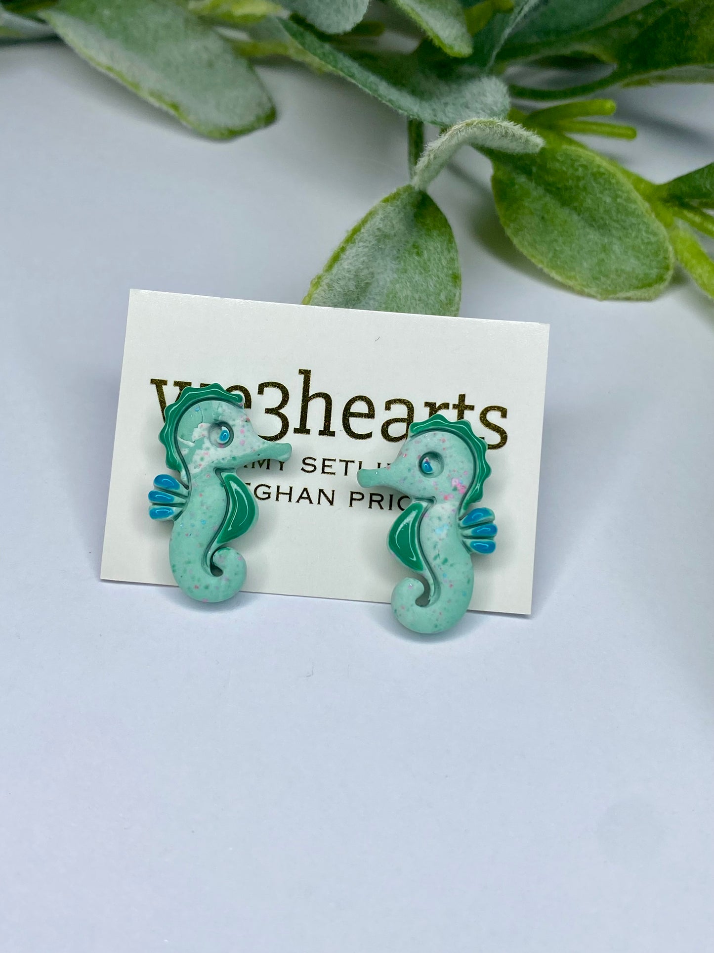 Sea Glass Collection-Clay Seahorse Stud Earrings