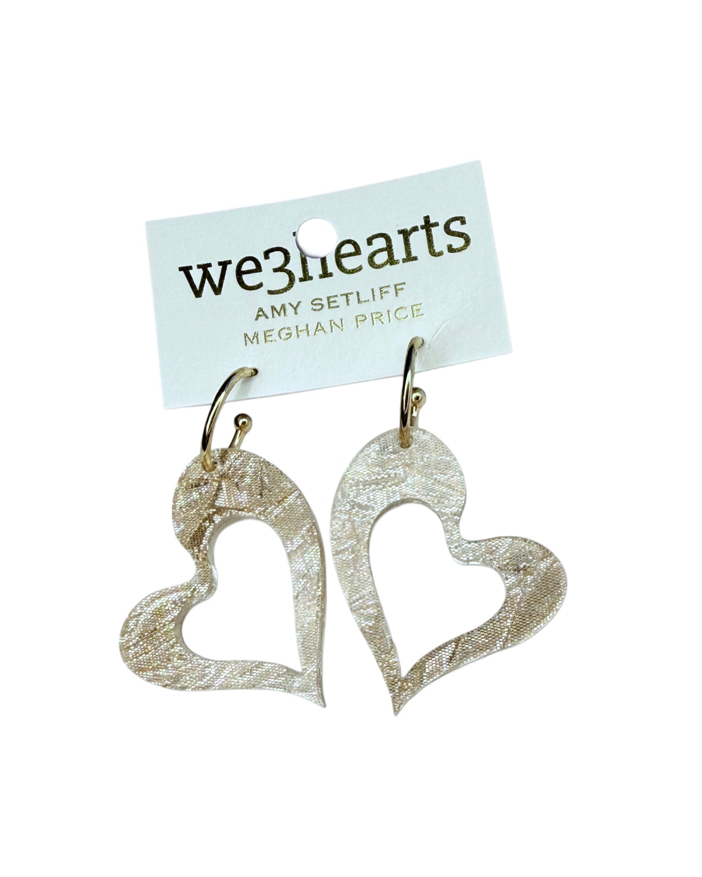 Acrylic Gold Heart Hoop Earrings