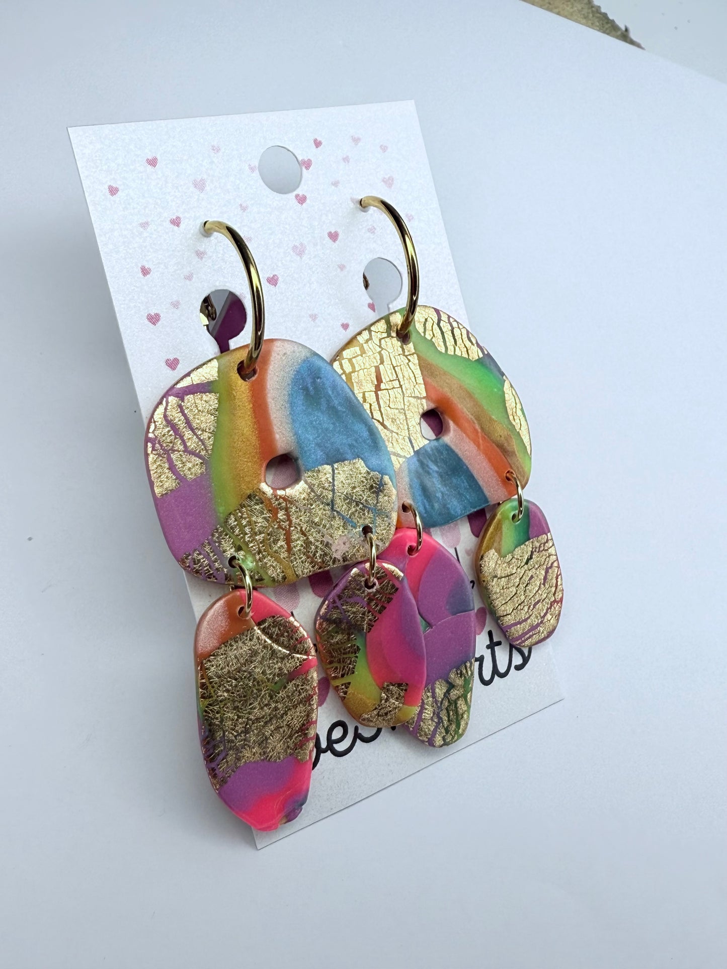 New! Farrah Hoop Clay Earrings-Multicolor Foil
