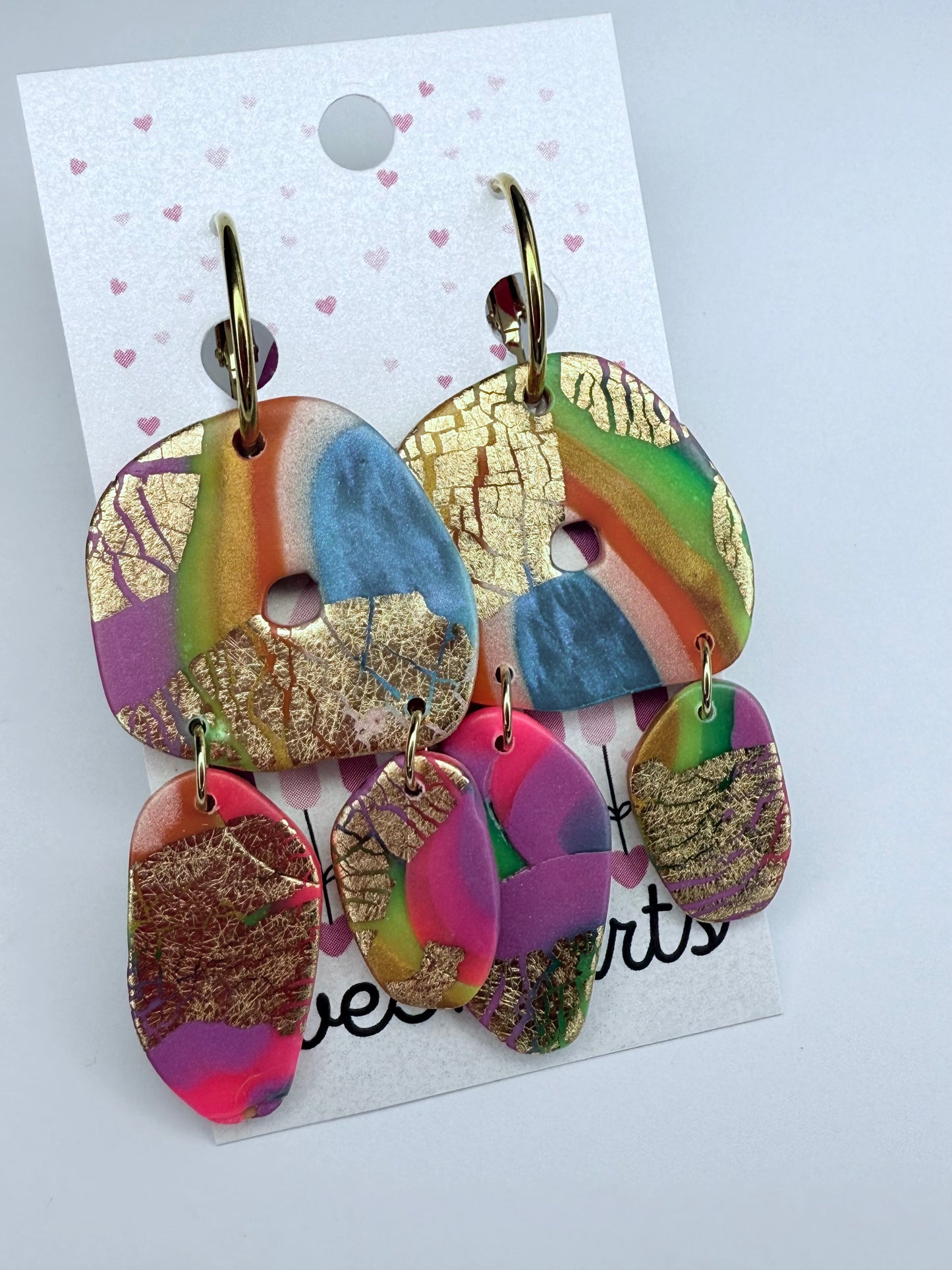 New! Farrah Hoop Clay Earrings-Multicolor Foil