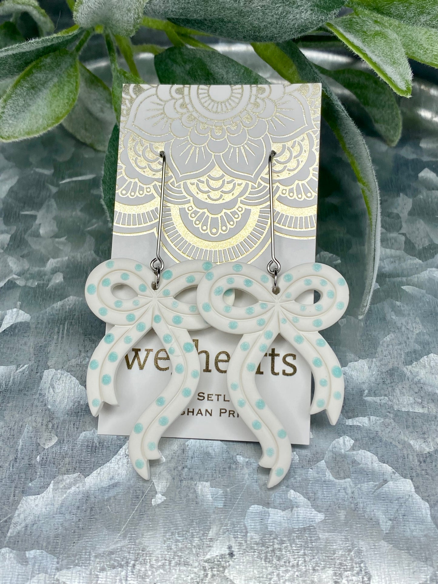 Sale! Bougie Bows-Blue Dots Clay Earrings