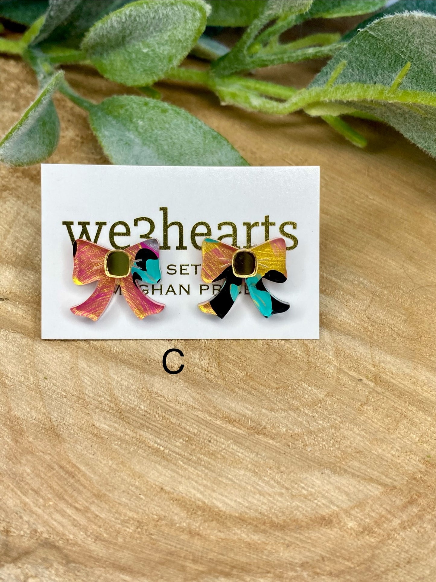Bougie Bows-Acrylic Hand Painted Stud Earrings