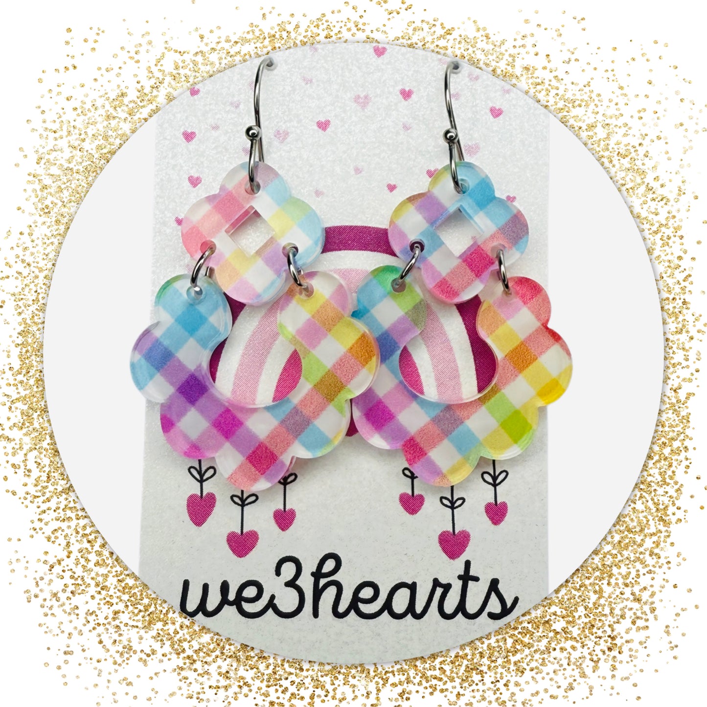 New! Pixie Spring Plaid Acrylic Earrings