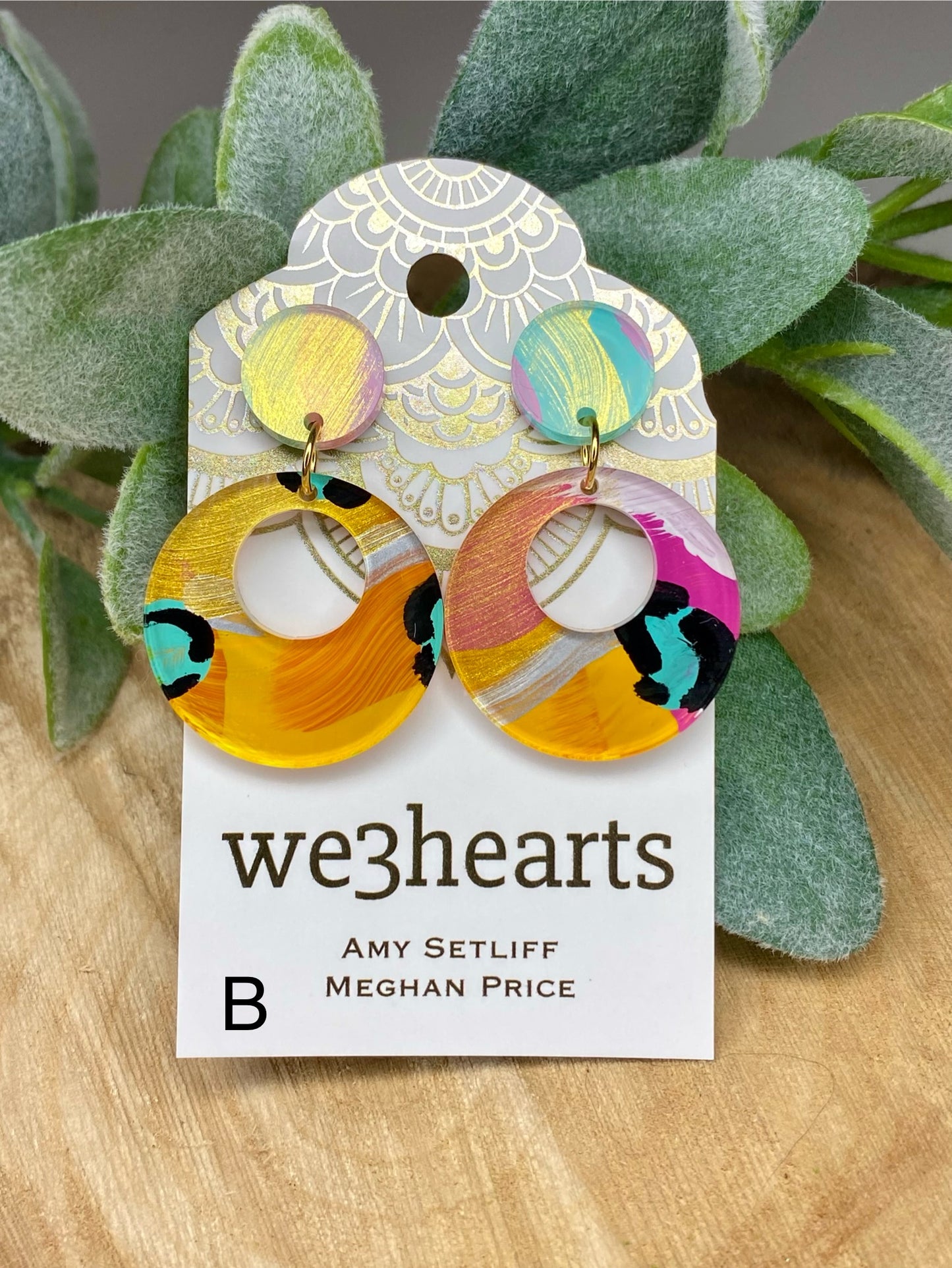 Groovy! Hand Painted Acrylic Chunky Circle Earrings-Small