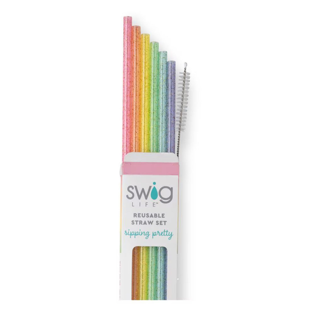 SWIG Rainbow Glitter Reusable Straw Set