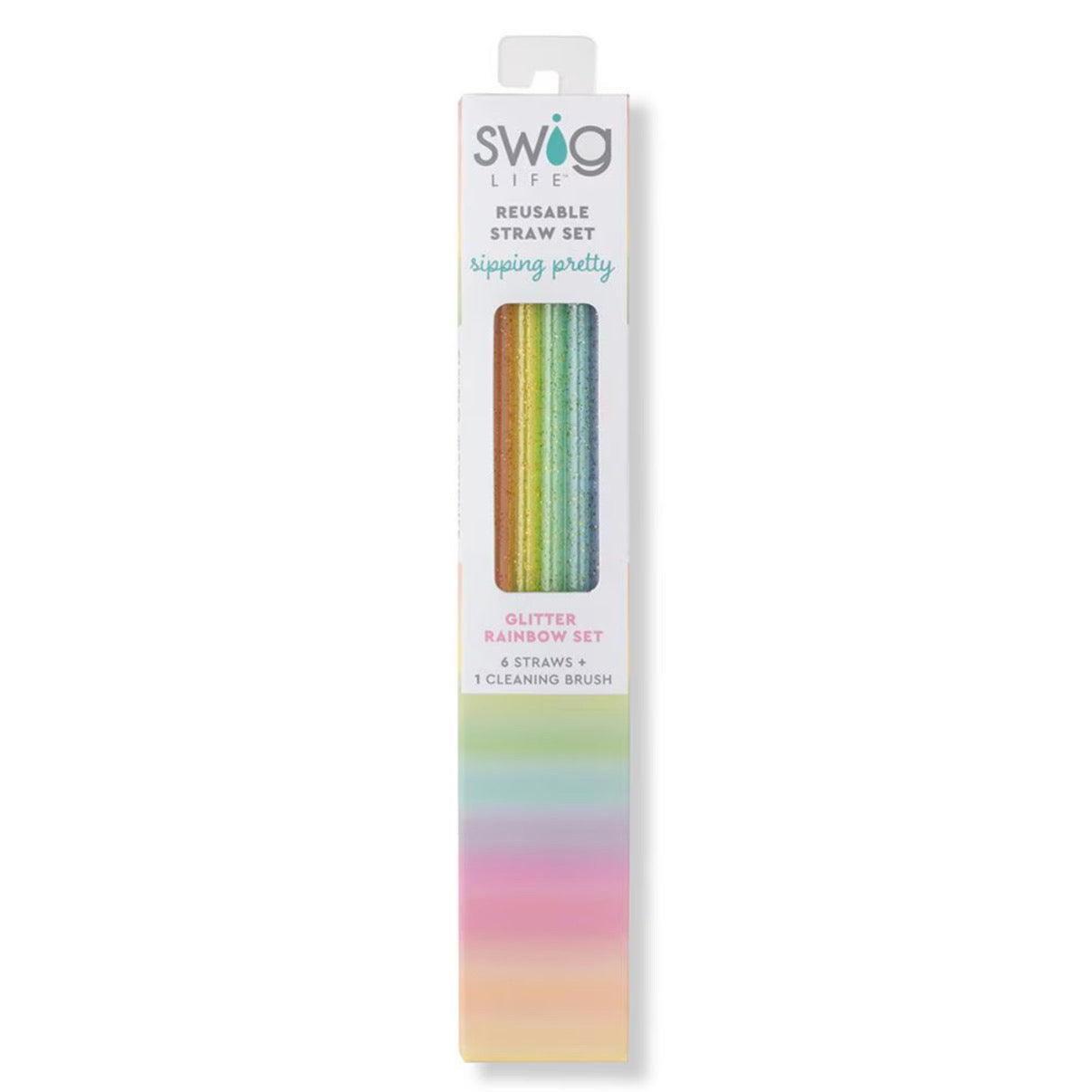 SWIG Rainbow Glitter Reusable Straw Set