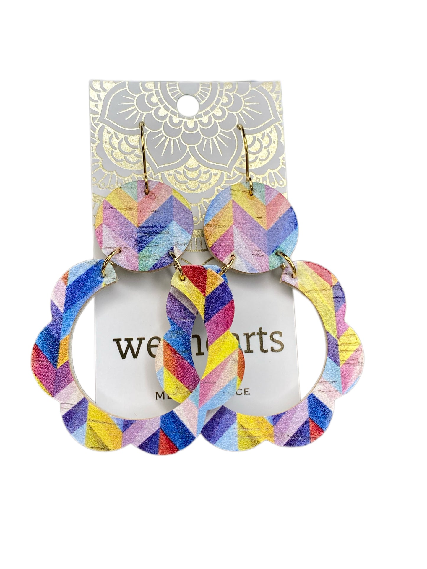 Jezebel Cork and Leather Earrings-Chevron