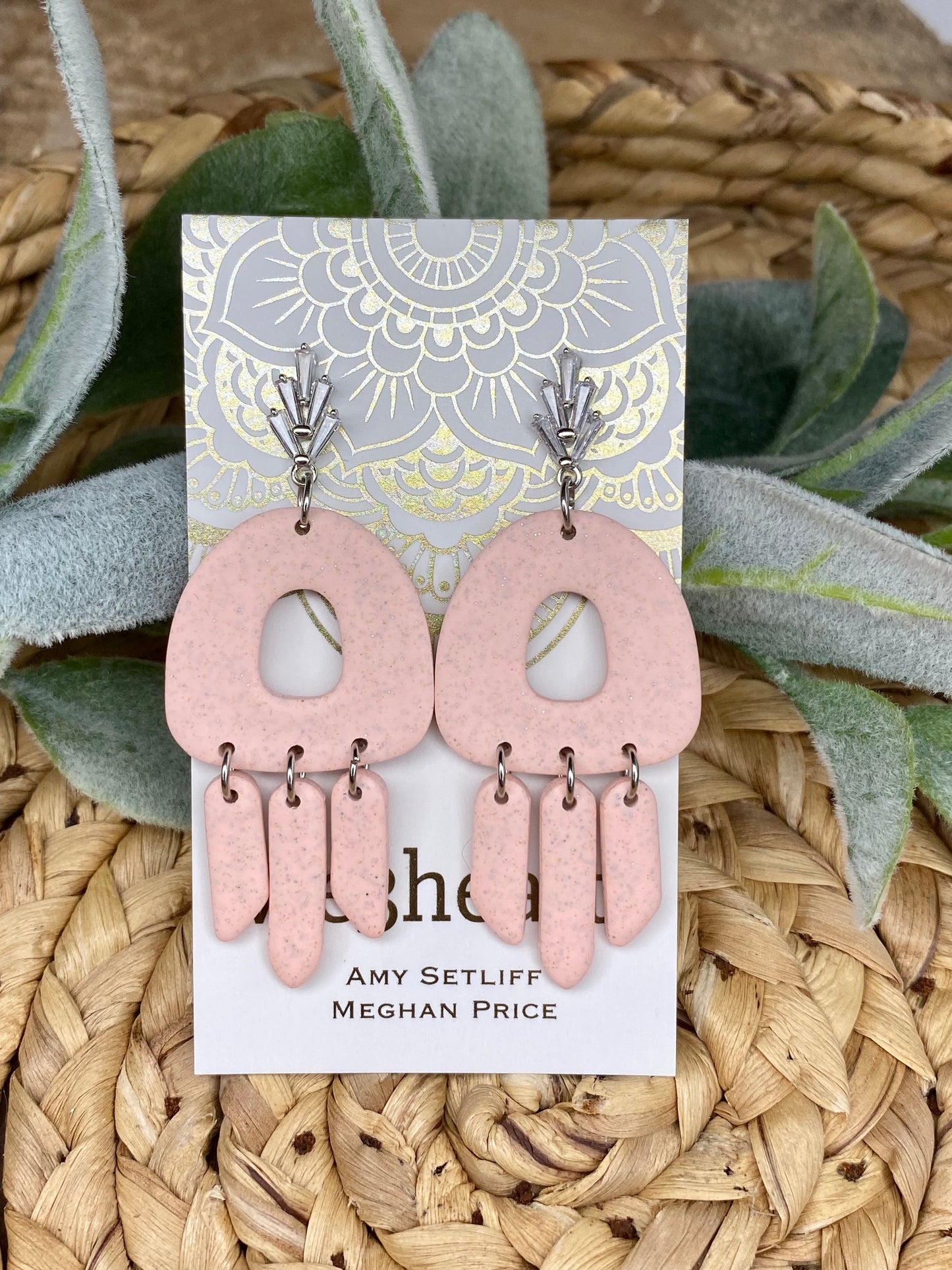 SALE! Pink Clay Dangle Earrings