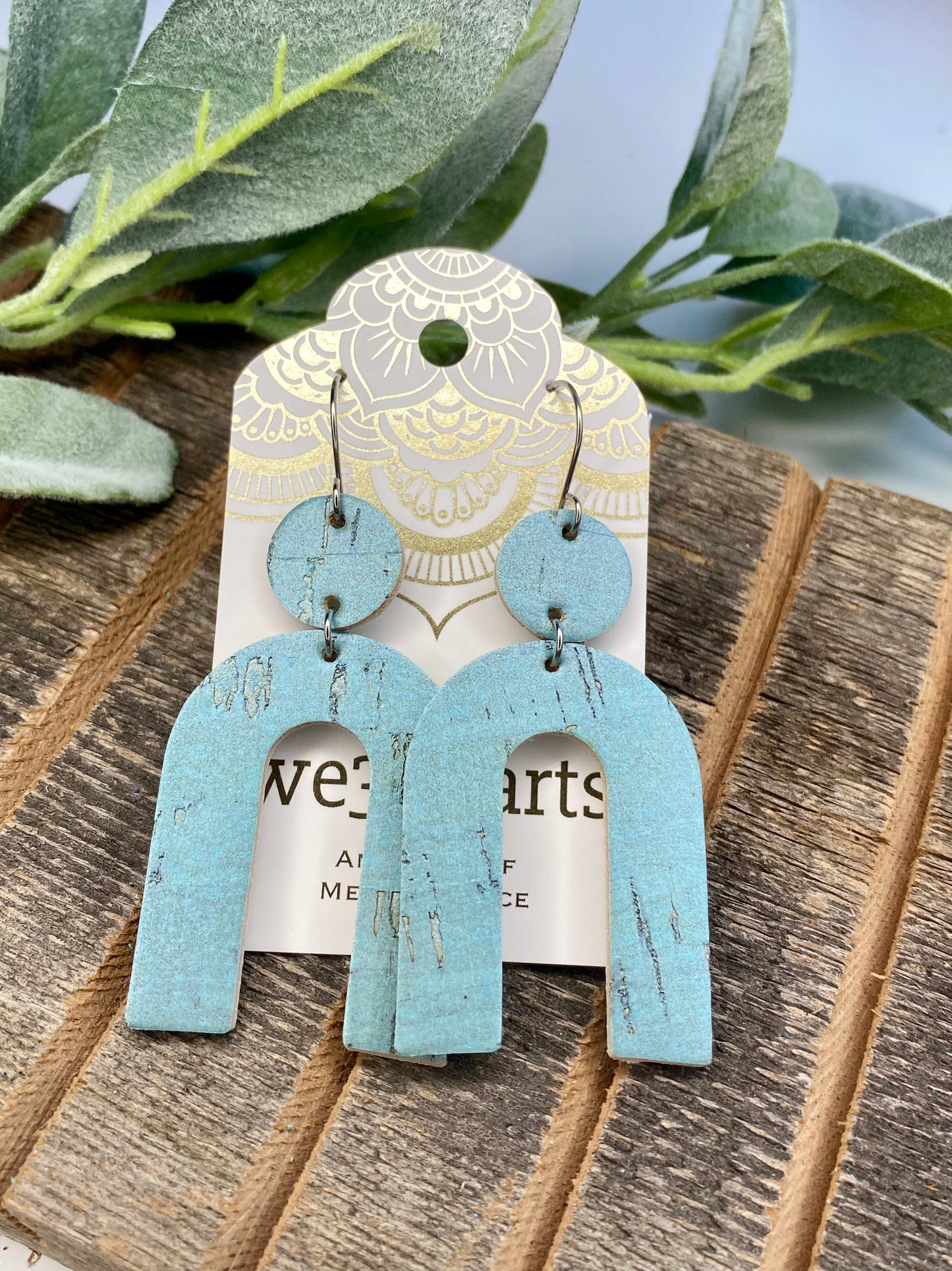 SALE! Misty Sheen Blue Genuine Leather Earrings