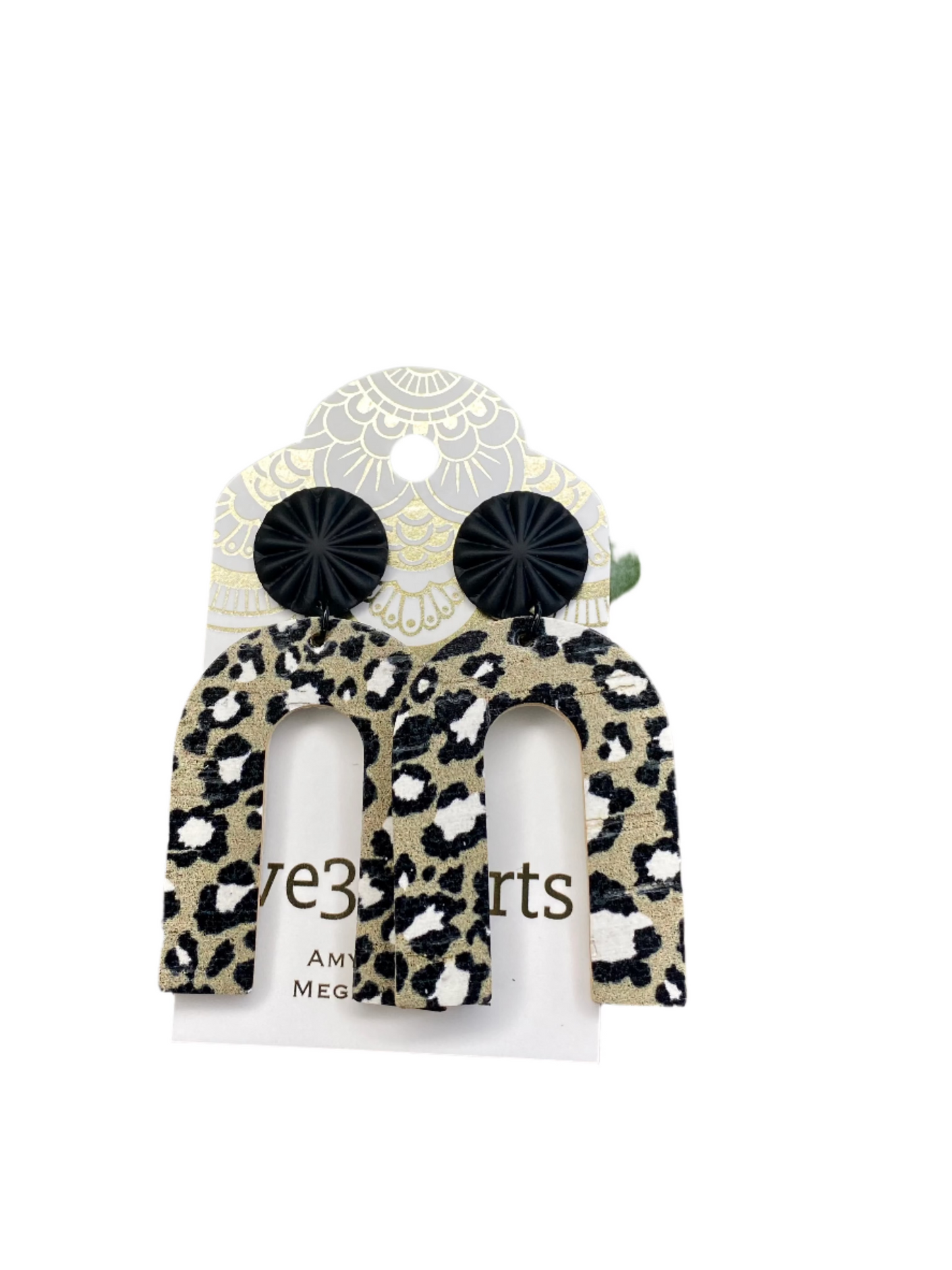 SALE! Camo Genuine Leather and Cork Earrings