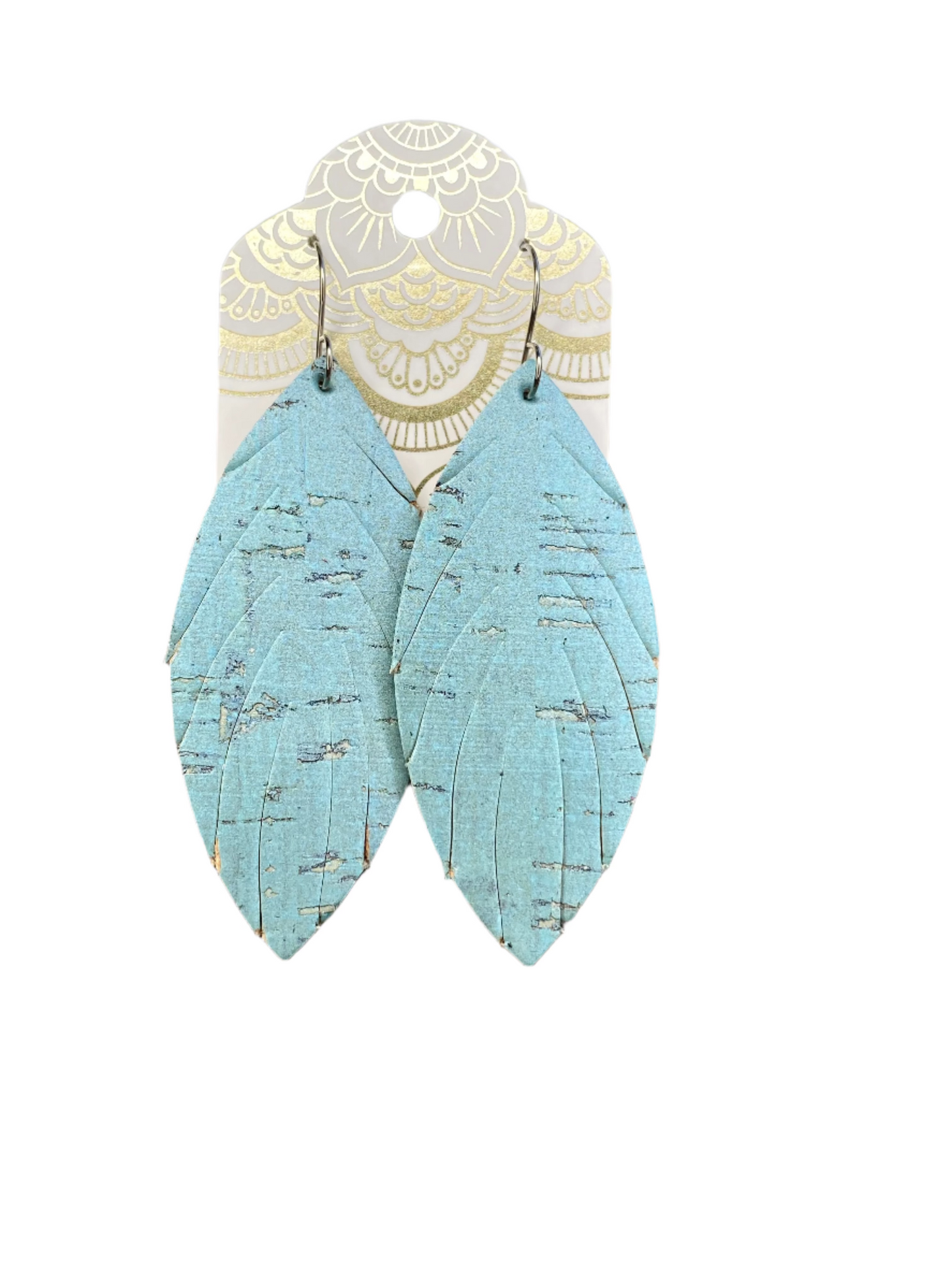 SALE! Misty Sheen Blue Genuine Leather Earrings