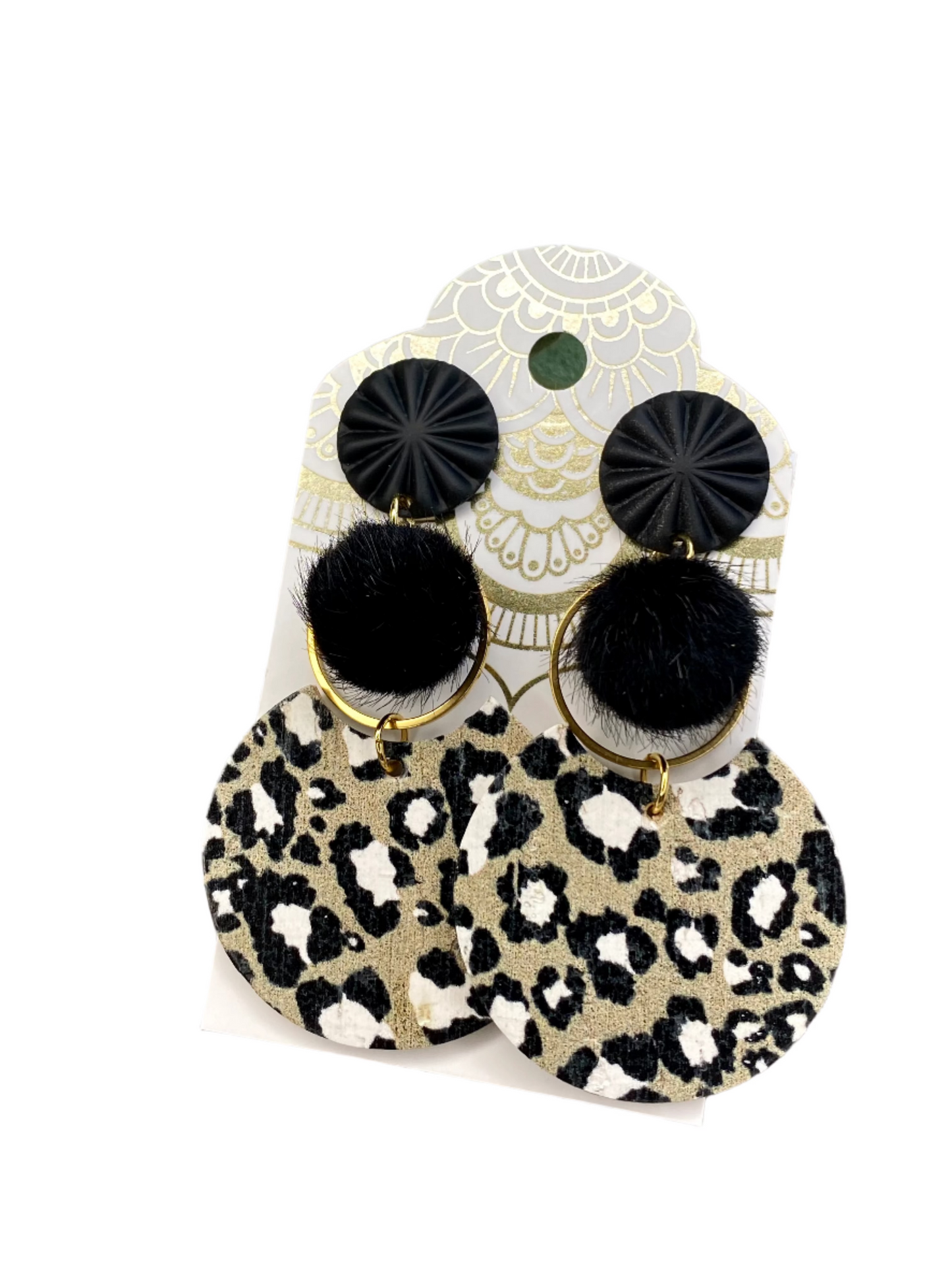 SALE! Camo Genuine Leather and Cork Earrings