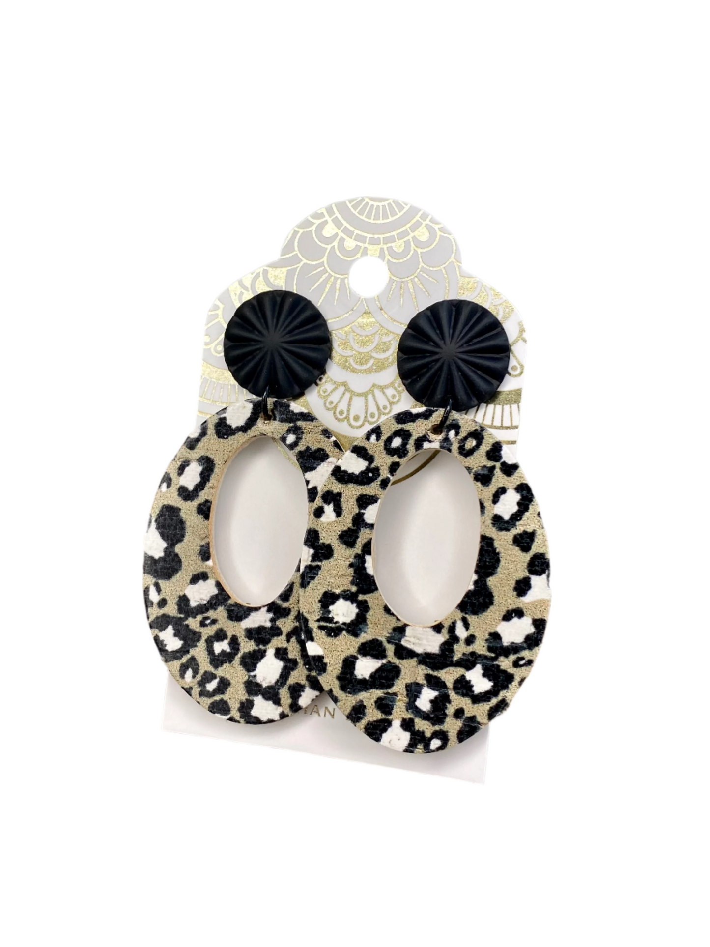 SALE! Camo Genuine Leather and Cork Earrings