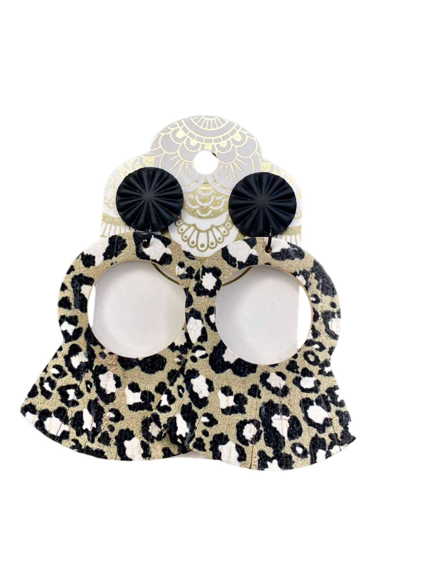SALE! Camo Genuine Leather and Cork Earrings
