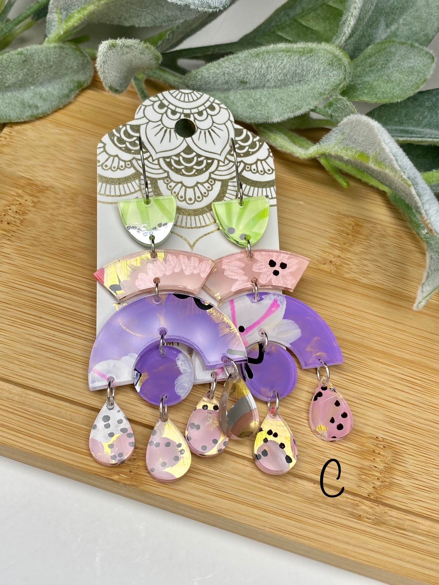 SALE! Gin Hand Painted Acrylic Earrings