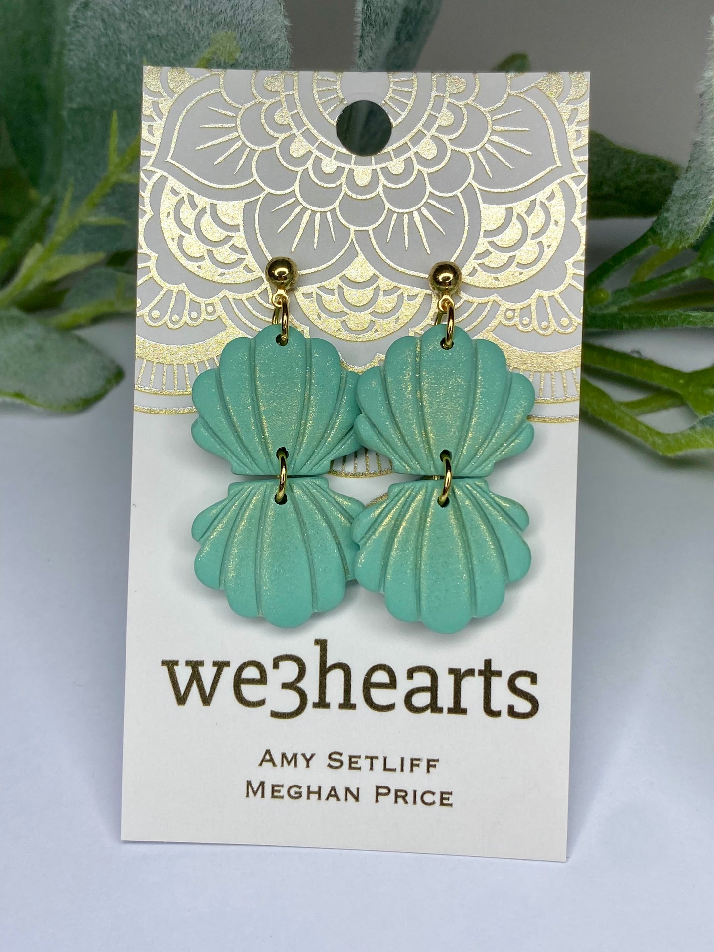 Sea Glass Collection-Clay Double Shell Earrings