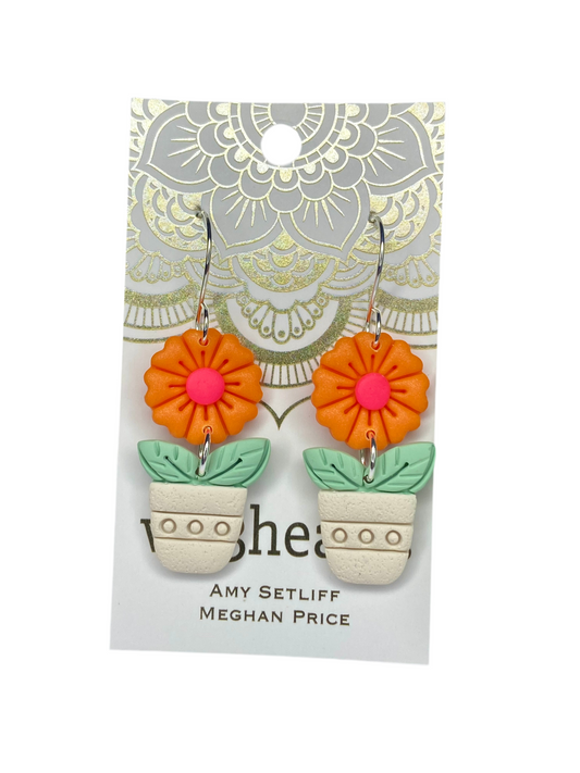 Sale! Flowerpot Clay Earrings