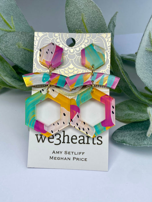 New! Hand Painted Acrylic Earrings