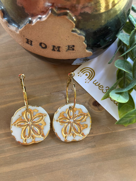 Clay Earrings-Sand Dollar Hoops-Christmas in July