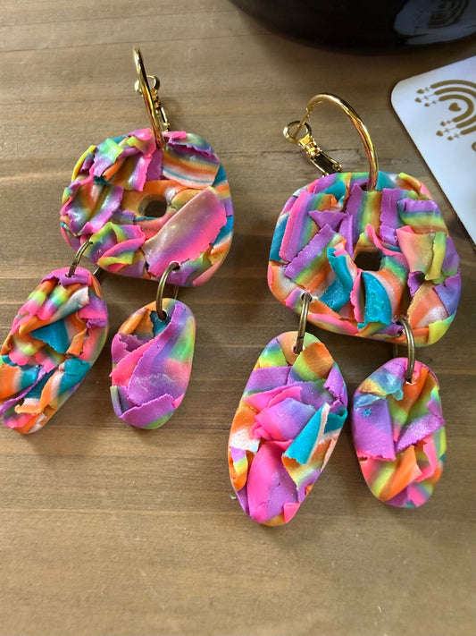 Clay Earrings-Layered Scrappy-Christmas in July