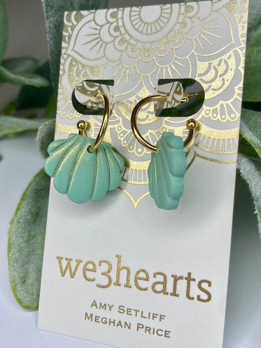 Sea Glass Collection-Clay Shell Hoop Earrings