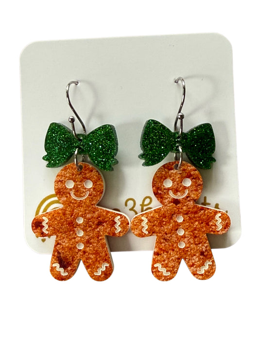 Gingerbread Man Earrings-Christmas in July