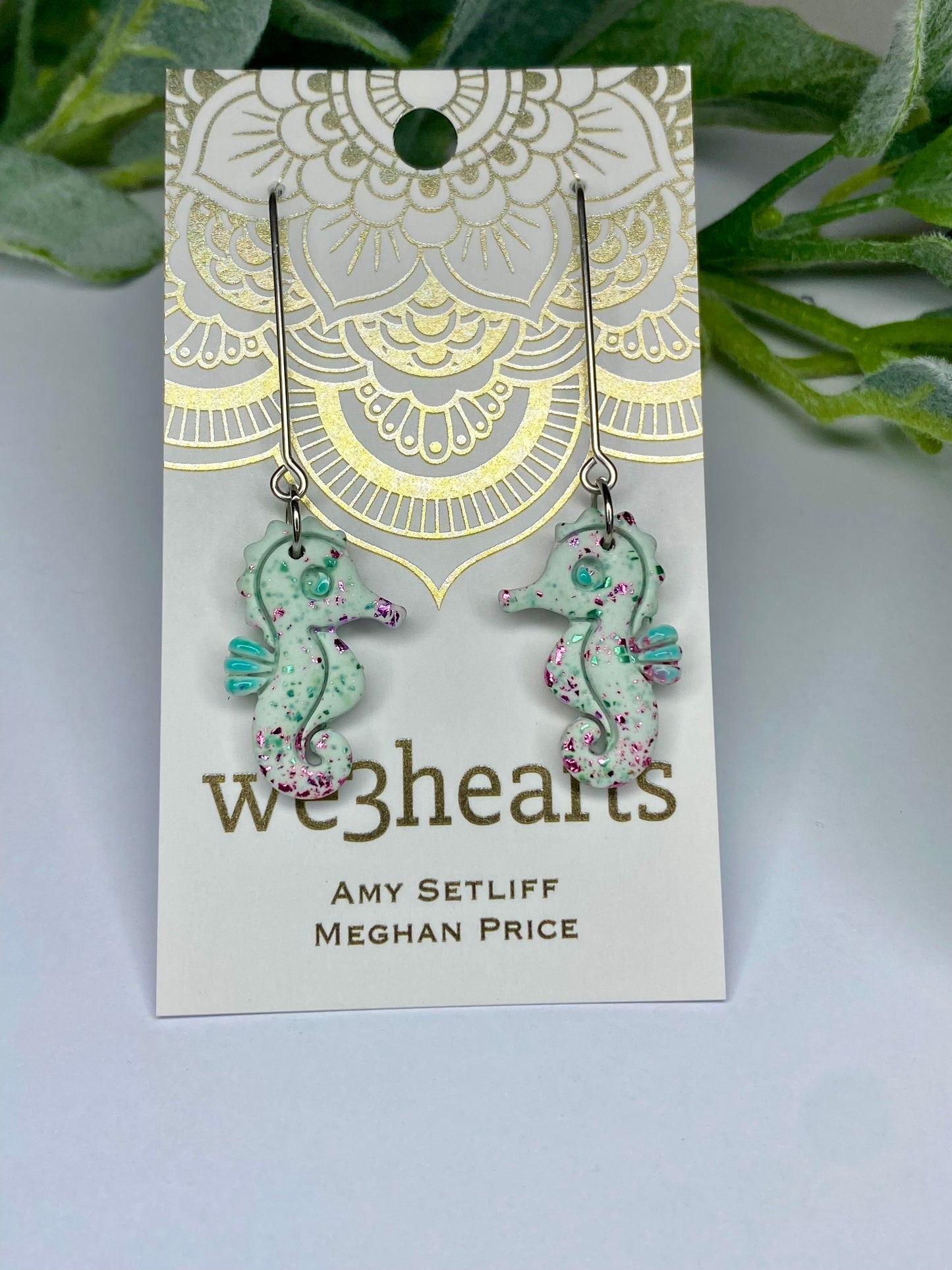 Sea Glass Collection-Clay Seahorse Dangle Earrings