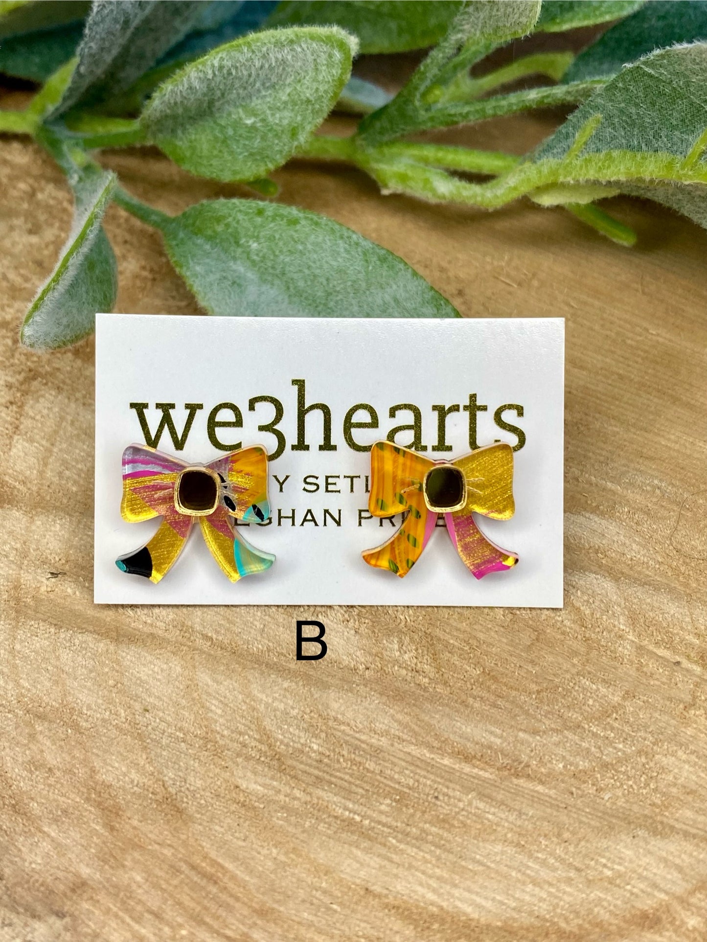 Bougie Bows-Acrylic Hand Painted Stud Earrings
