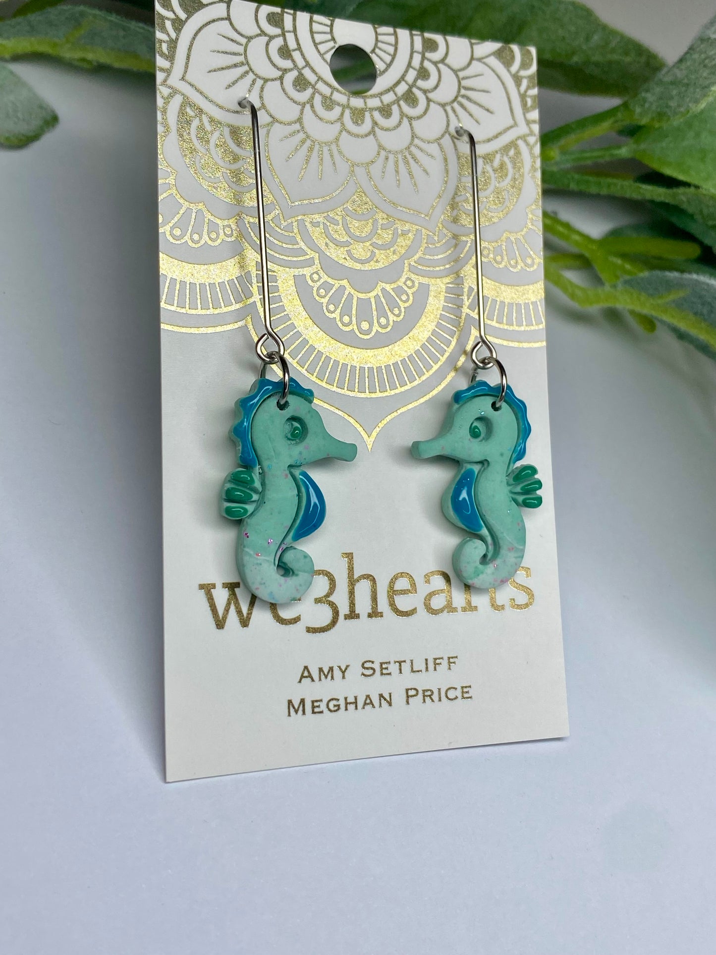 Sea Glass Collection-Clay Seahorse Dangle Earrings