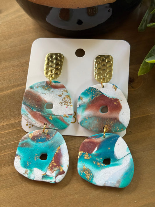 Clay Earrings-Turquoise Dangle