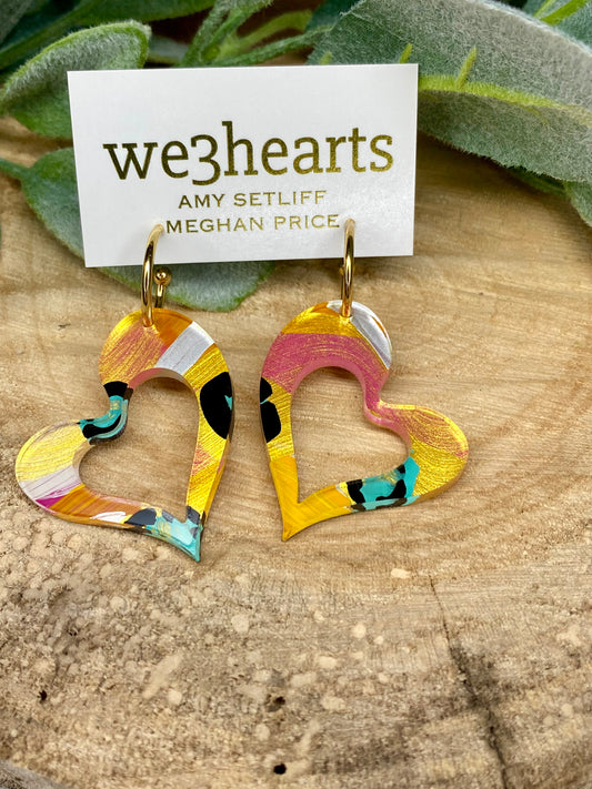 Hand Painted Acrylic Heart Dangles