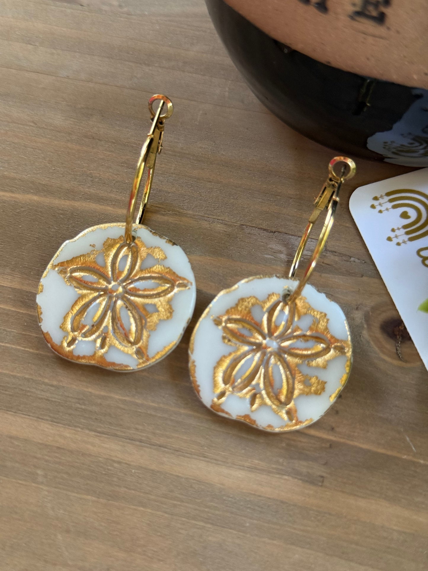 Clay Earrings-Sand Dollar Hoops-Christmas in July