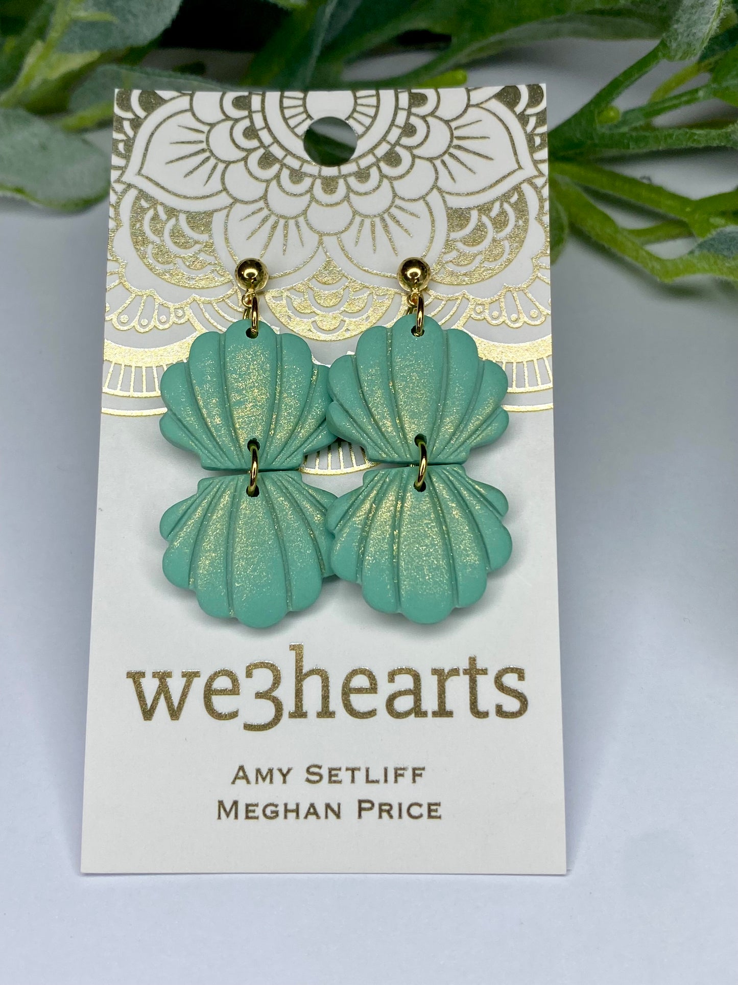 Sea Glass Collection-Clay Double Shell Earrings