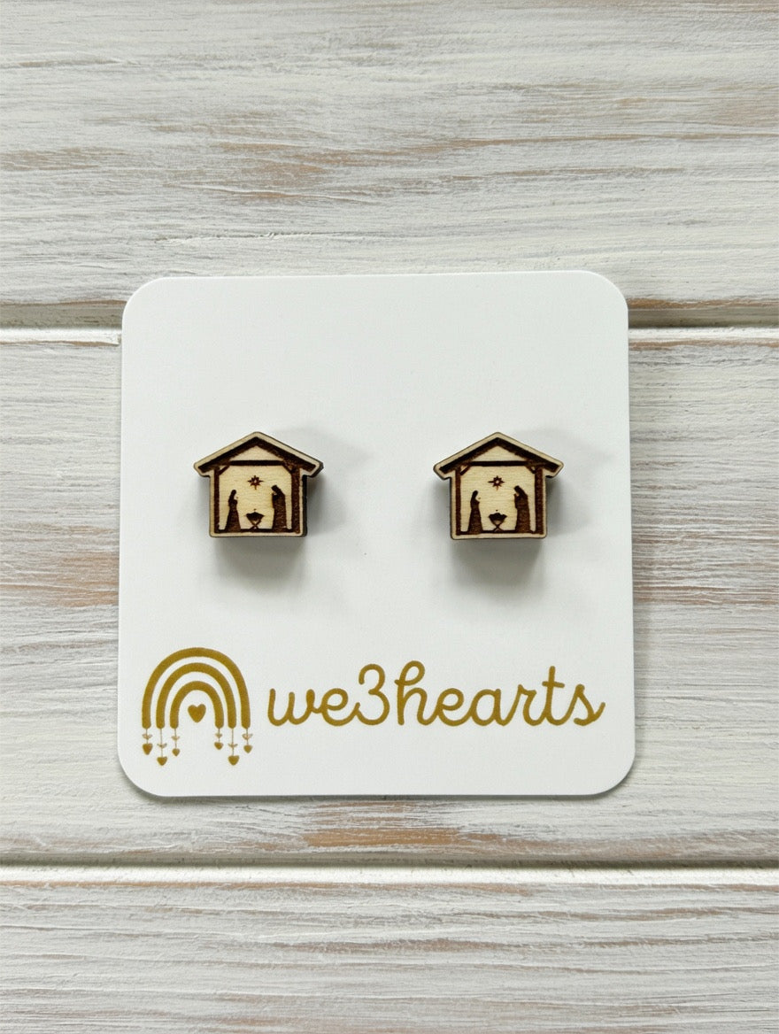 Nativity Stud Earrings-Christmas in July