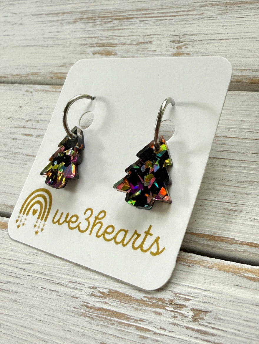 Christmas Tree Hoops-Multicolor Black-Christmas in July