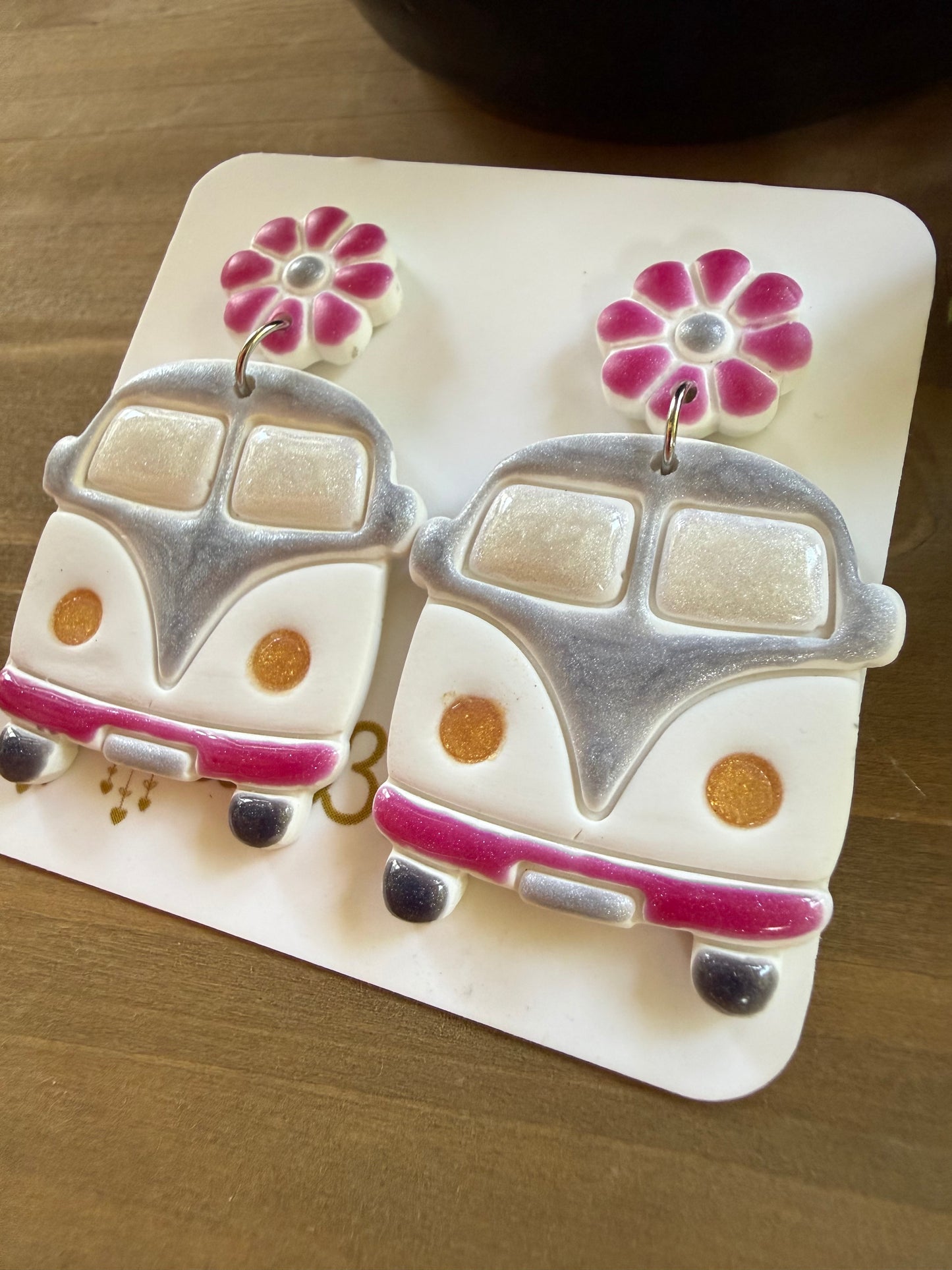 Hippie Van Clay Earrings-Christmas in July