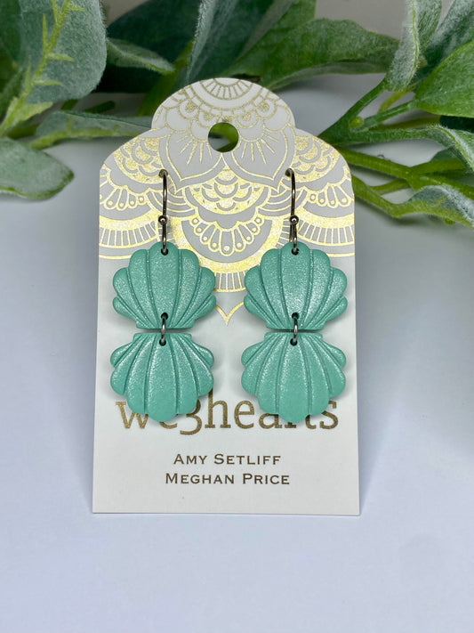 Sea Glass Collection-Clay Double Shell Earrings