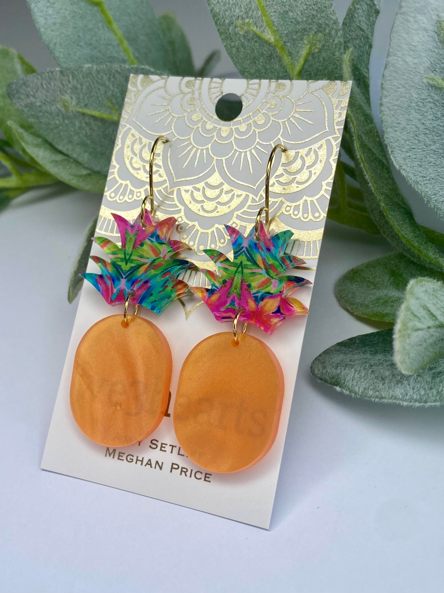 New! Pineapple Acrylic Earrings-Orange