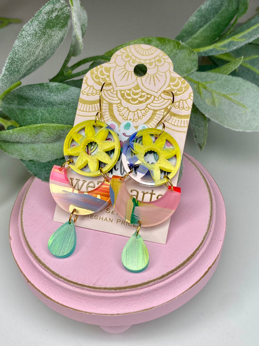 SALE! Hand Painted 3 Piece Acrylic Earrings