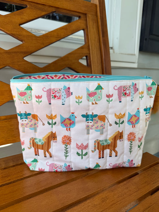 Barnyard Quilted Zippered Pouch