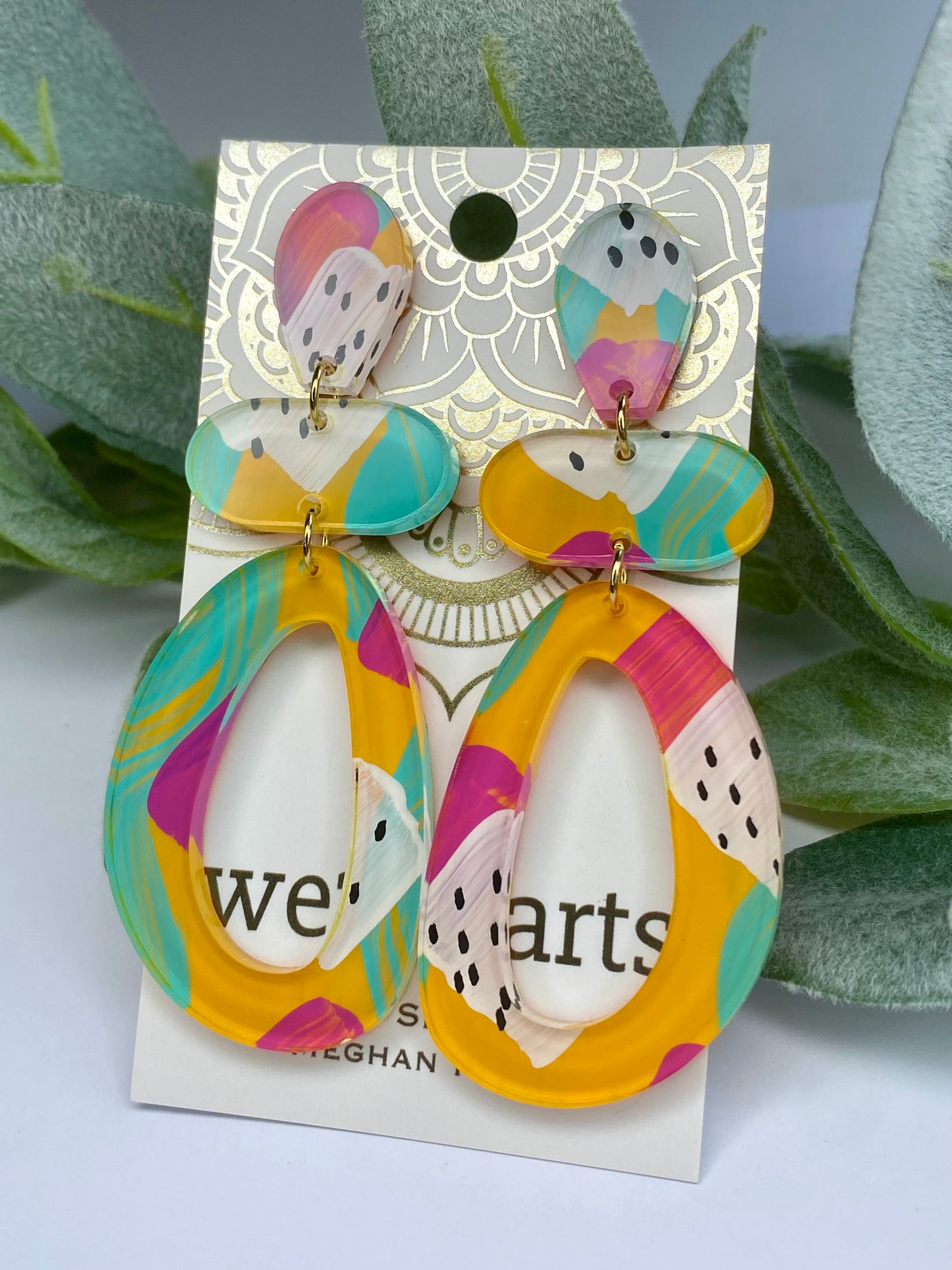 New! Hand Painted Acrylic Earrings