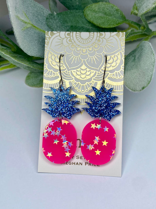Patriotic Collection Pineapple Acrylic Earrings
