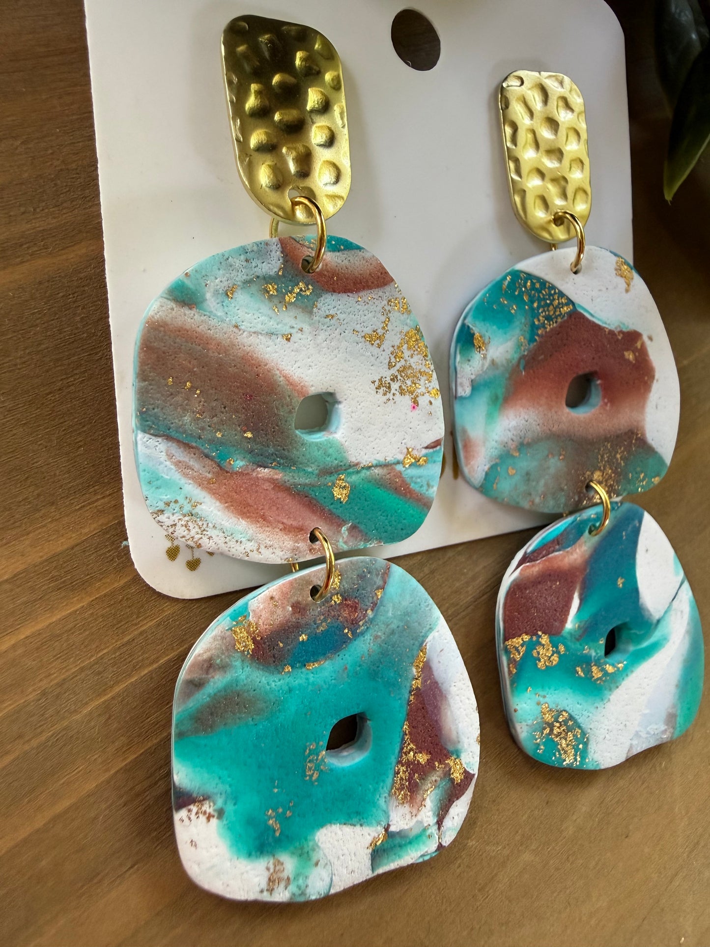 Clay Earrings-Turquoise Dangle